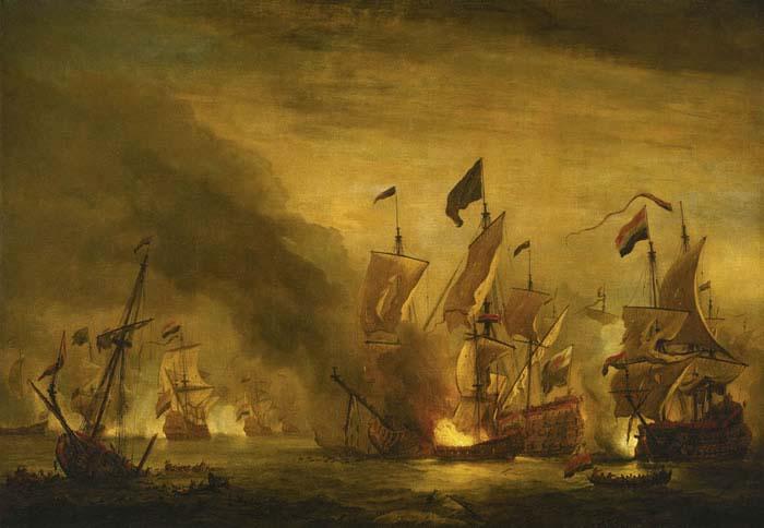 VELDE, Willem van de, the Younger The burning of the Royal James at the Battle of Solebay oil painting image